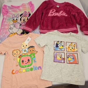 Girl's 5T Bundle: 1 Nightgown, 2 Tees, 1 Fleece Pullover 1832-V